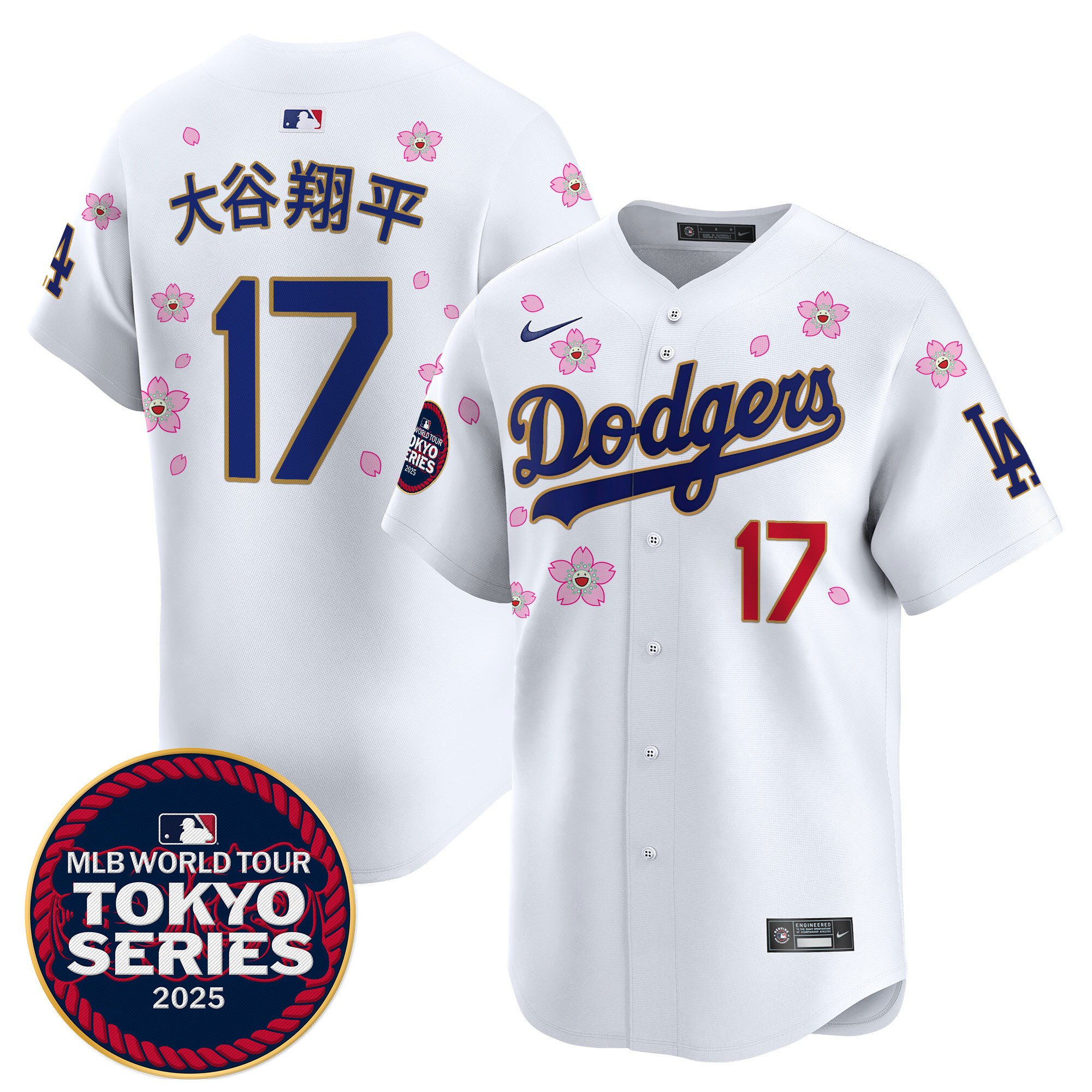 Men Los Angeles Dodgers 17 Ohtani Tokyo Series white Limited Stitched 2025 Jersey style 4